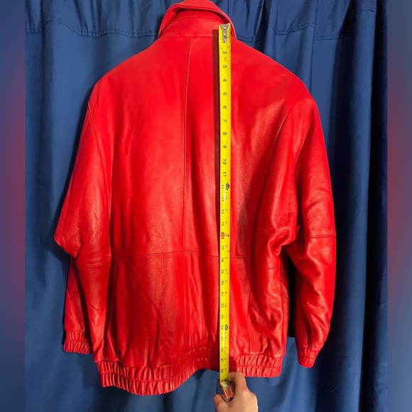 Red Georgetown Leather Design Vintage Bomber Style Leather Jacket-Men’s Small - Picture 6 of 12